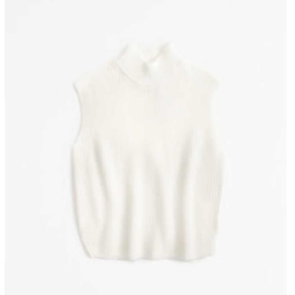 Abercrombie & Fitch Sleeveless White Turtleneck Sweater
